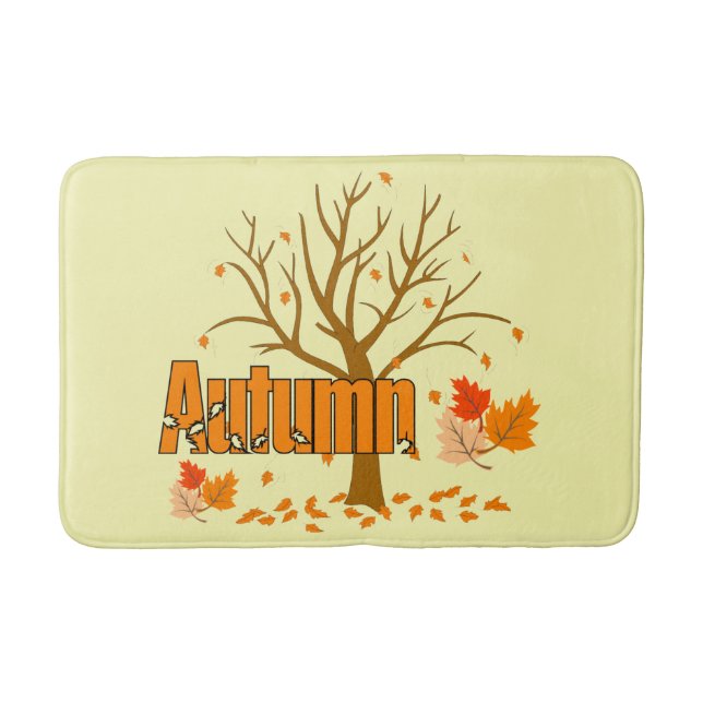 Autumn With Tree & Leaves Bath Mat (Front)