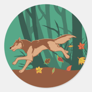Autumn Wolf Classic Round Sticker