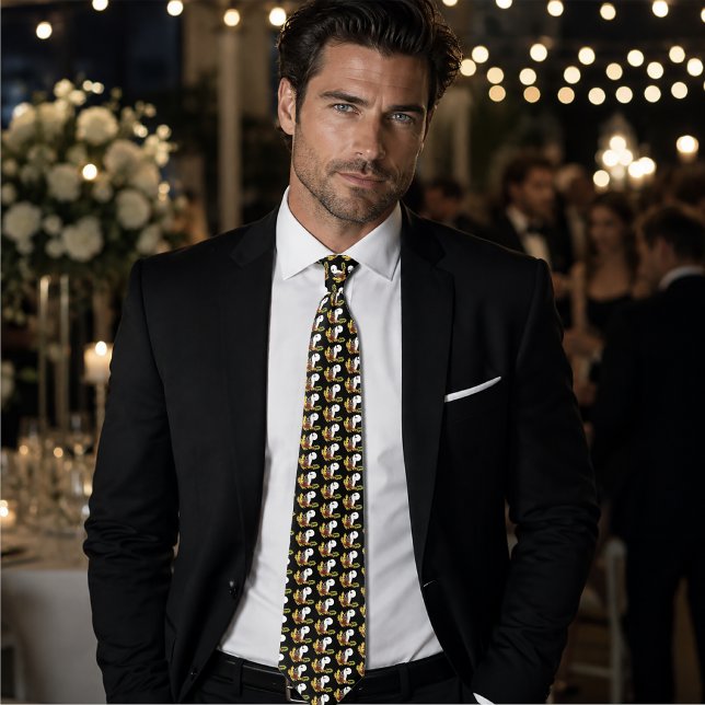 Autumn Wolf Howling Moon Black Tie (Creator Uploaded)
