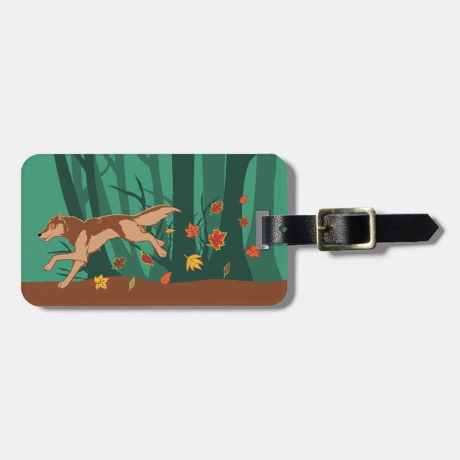 Autumn Wolf Luggage Tag (Front Horizontal)