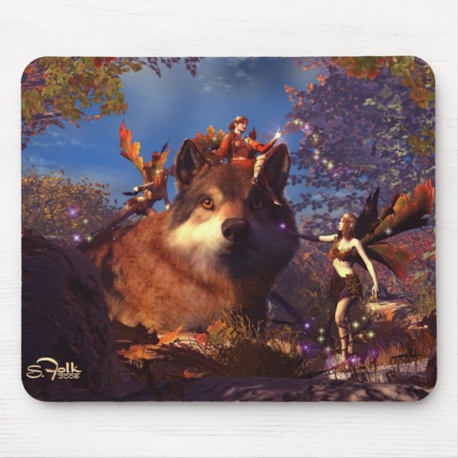 Autumn Wolf Mouse Pad (Front)