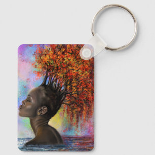 Autumn Woman Feeling Keychain Painting Art
