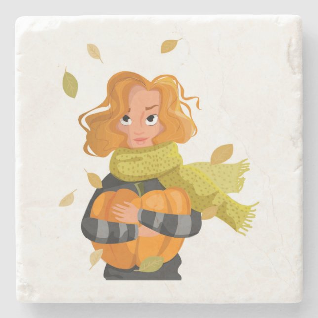 AUTUMN WOMAN STONE COASTER (Front)
