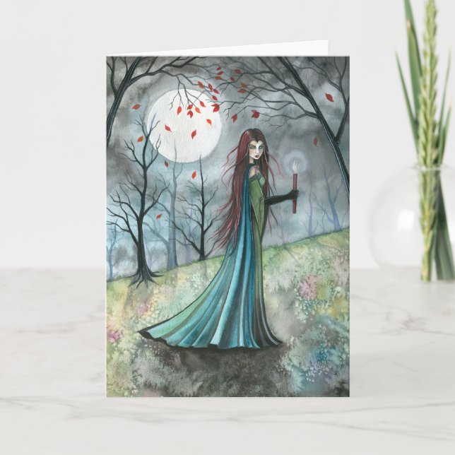 Autumn Wood Vampire Gothic Card Notecard (Front)