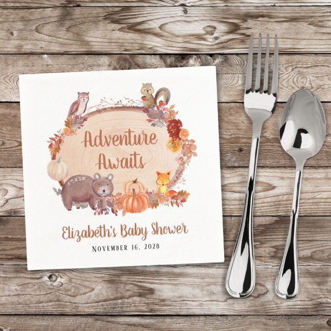 Autumn Woodland Animals Baby Shower Napkin (Creator Uploaded)