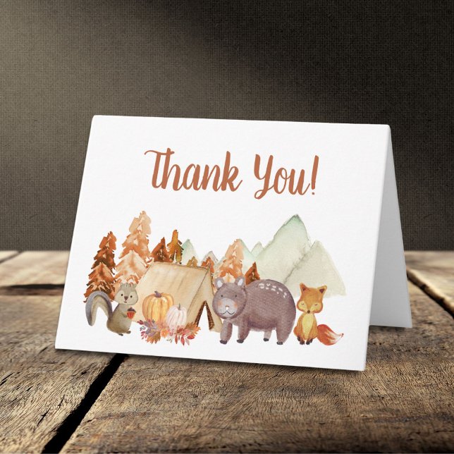 Autumn Woodland Animals Baby Shower Thank You Card (Creator Uploaded)