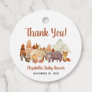 Autumn Woodland Animals Baby Shower Thank You Favour Tags