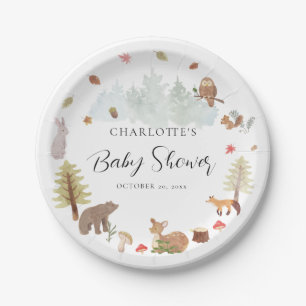 Autumn Woodland Animals Fall Baby Shower Paper Plate