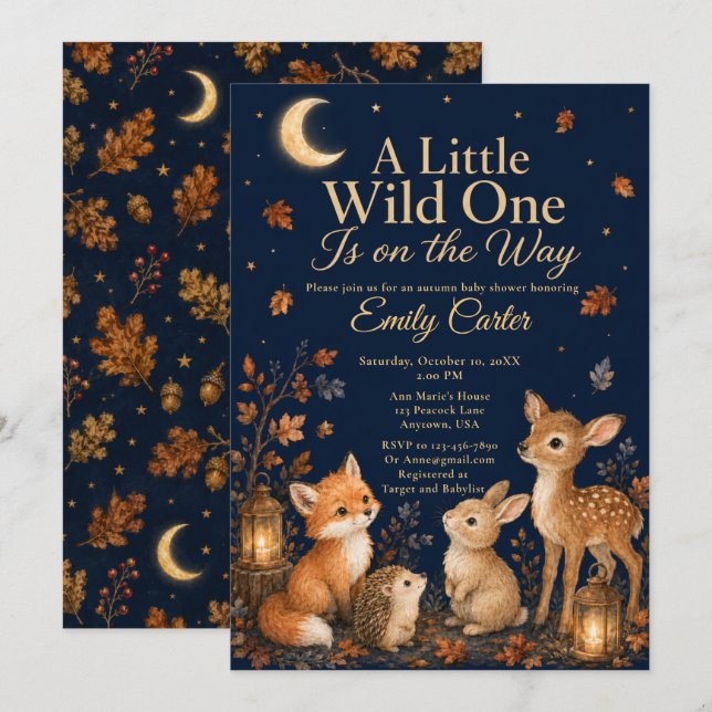 Autumn Woodland Baby Shower Invitation (Front/Back)