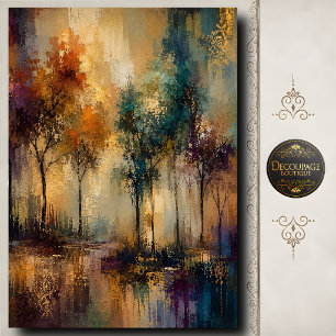 Autumn Woodland Decoupage Jewel Tone Landscape Tissue Paper