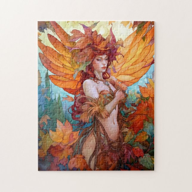 Autumn Woodland Fairy Fantasy Art Jigsaw Puzzle (Vertical)