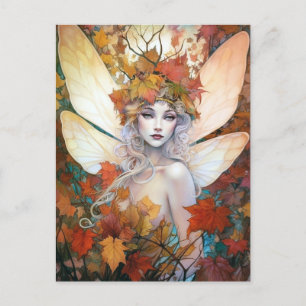 Autumn Woodland Fairy Fantasy Art Postcard