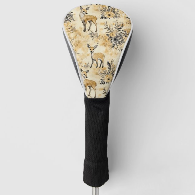 Autumn Woodland Fawn Pattern Golf Head Cover (Front)