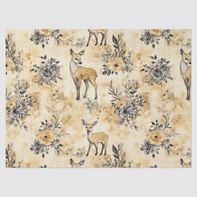 Autumn Woodland Fawn Pattern Tissue Paper (Front)