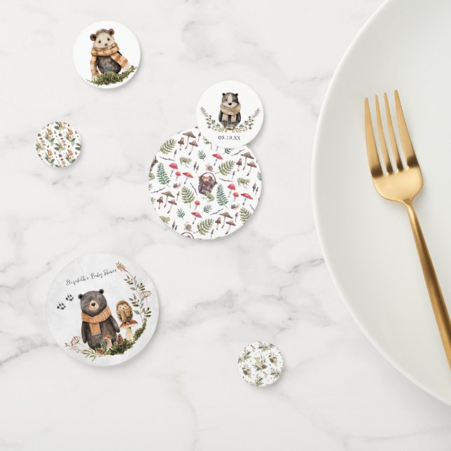 Autumn Woodland Forest Bear Baby Shower Confetti (Group)