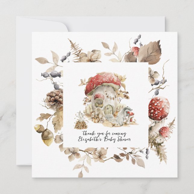 Autumn Woodland Forest Mushroom Baby Shower Invitation (Front)