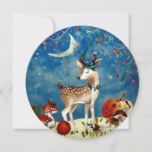 Autumn Woodland Friends Deer Forest Illustration