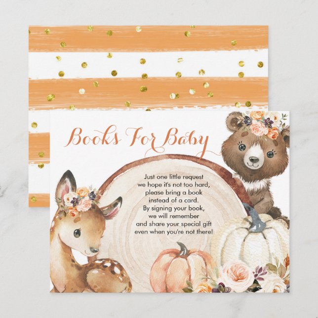 Autumn Woodland Girl Baby Shower Books for Baby In Invitation Postcard (Front/Back)