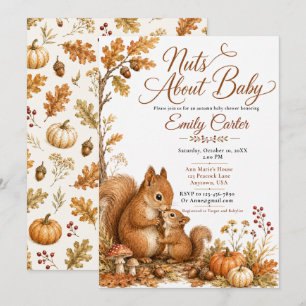 Autumn Woodland Squirrel Baby Shower Invitation