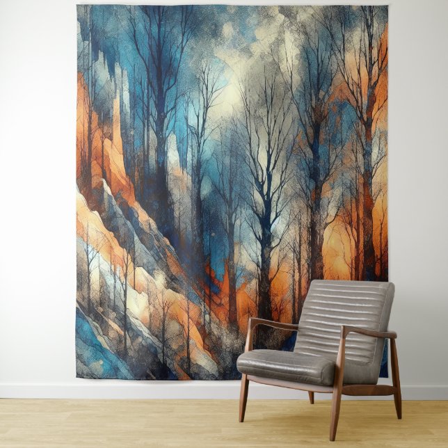 Autumn Woods 2 - Watercolor Tapestry (In Situ)