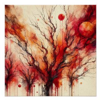 Autumn Woods 5 In Abstract - AI - Artwork Poster