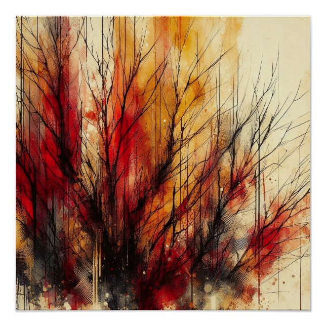 Autumn Woods In Abstract - AI - Artwork Poster (Front)