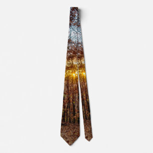 Autumn Woods Sunset Neck Tie