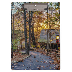 Autumn Woods Sunset Walkway Clipboard