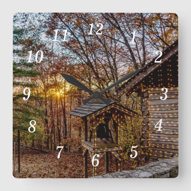 Autumn Woods Sunset Wall Clock (Front)
