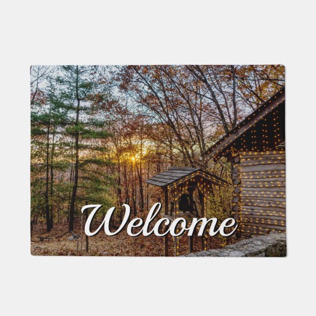Autumn Woods Sunset Welcome Doormat (Front)