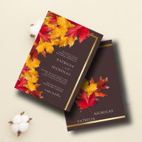 Autumn Woody Brown & Elegant Golden Frame Wedding