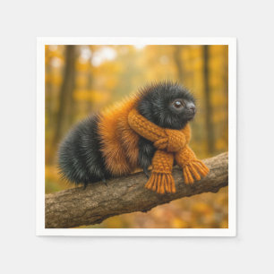 Autumn Woolly Bear Caterpillar Wearing a Scarf Napkin