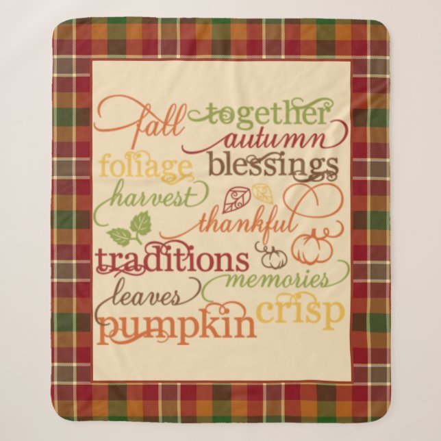 Autumn words  sherpa blanket (Front)