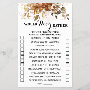 Autumn Would They Rather Fall Couple Shower Game Flyer