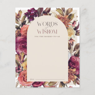 Autumn Wreath Arch Tan Baby Shower Advice Card