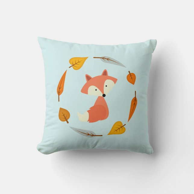 Autumn Wreath Baby Red Fox Cushion (Front)