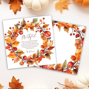 Autumn Wreath Elegant Rustic Thanksgiving  Holiday Card