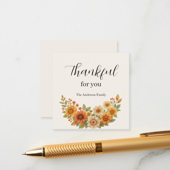 Autumn Wreath – Fall Floral Thanksgiving Enclosure Card (Front/Back In Situ)