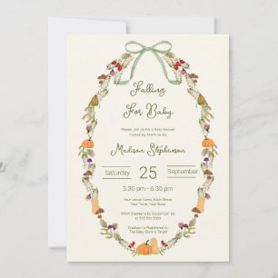 Autumn Wreath Falling for Baby Shower All In one Invitation