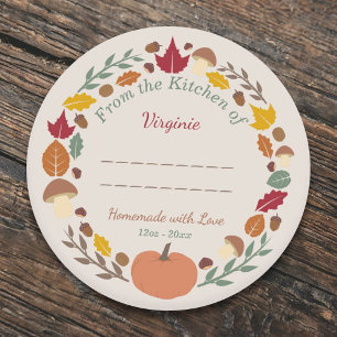 Autumn Wreath Homemade with Love Label Sticker