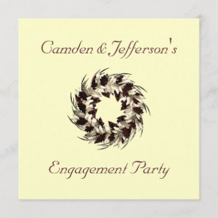 Autumn Wreath In Shades of Dark Reddish Brown and Invitation