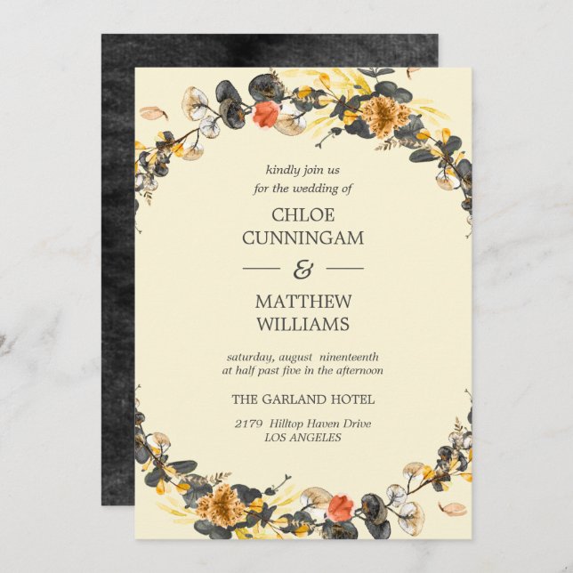 Autumn Wreath | Modern Wedding Invitation (Front/Back)