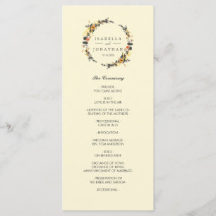 Autumn Wreath Modern wedding Program Programme