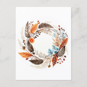Autumn wreath postcard