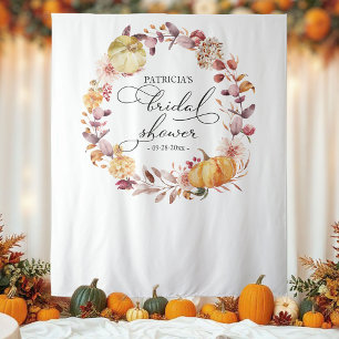 Autumn Wreath Pumpkin Fall Bridal Shower Backdrop Tapestry