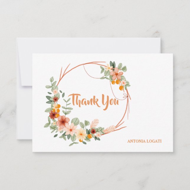 Autumn Wreath Thank You Card (Front)