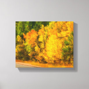 Autumn Yellow Aspen Trees Mountain Scenery Canvas Print