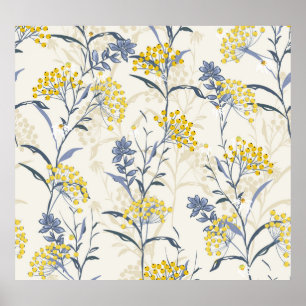 Autumn yellow berries leaves, colourful seamless. poster