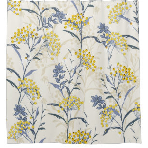 Autumn yellow berries leaves, colourful seamless. shower curtain