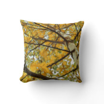 Autumn Yellow Birch Tree Throw Pillow